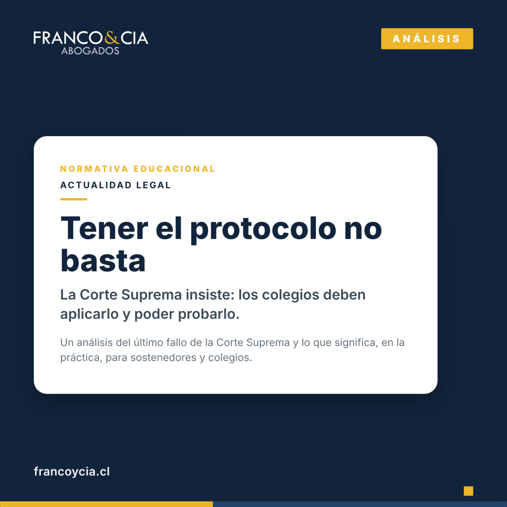 Tener el protocolo no basta. La Corte Suprema insiste: los colegios deben aplicarlo y poder probarlo.